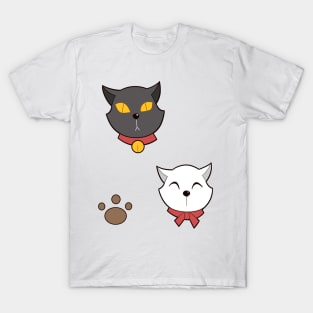 black white cat cartoon T-Shirt